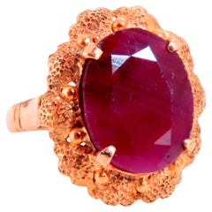 Natural Ruby Victorian Style Ring 14kt Gold Ref 12302