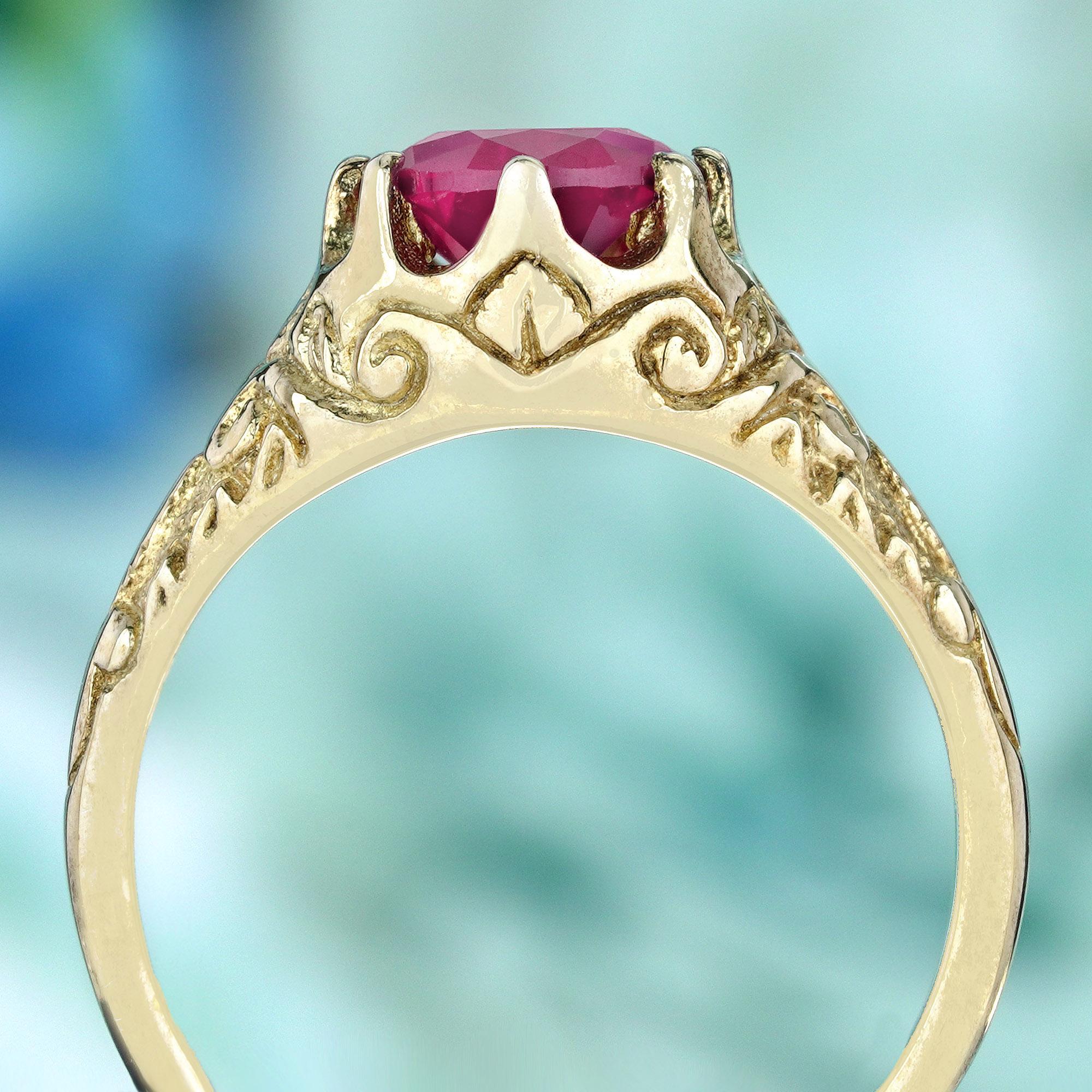 Bague sculptée de style vintage en or jaune 9 carats massif Neuf - En vente à Bangkok, TH