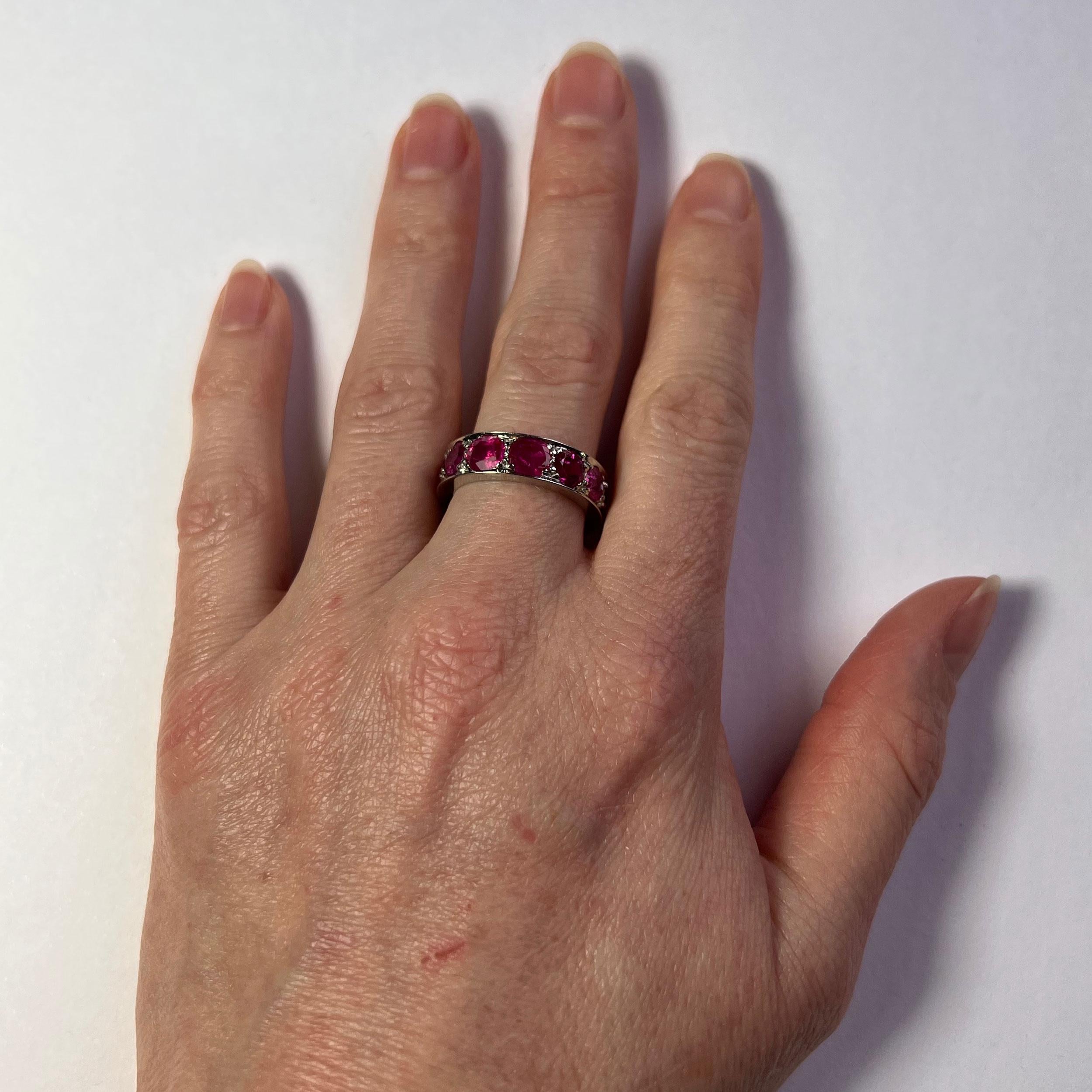 Natural Ruby White Gold Eternity Band Ring In Fair Condition In London, GB