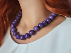 Russian Chatoyant Charoite Necklace with Sterling Silver Charoite Clasp