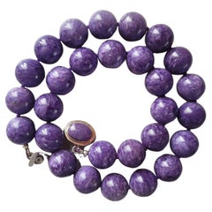 Russian Chatoyant Charoite Necklace with Sterling Silver Charoite Clasp