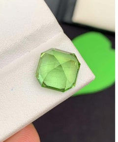 Natural Rutile Peridot Gemstone, Asscher Cut Peridot Gemstone 7.00 CT