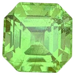 Natural Rutile Peridot Gemstone, Asscher Cut Peridot Gemstone 7.00 CT