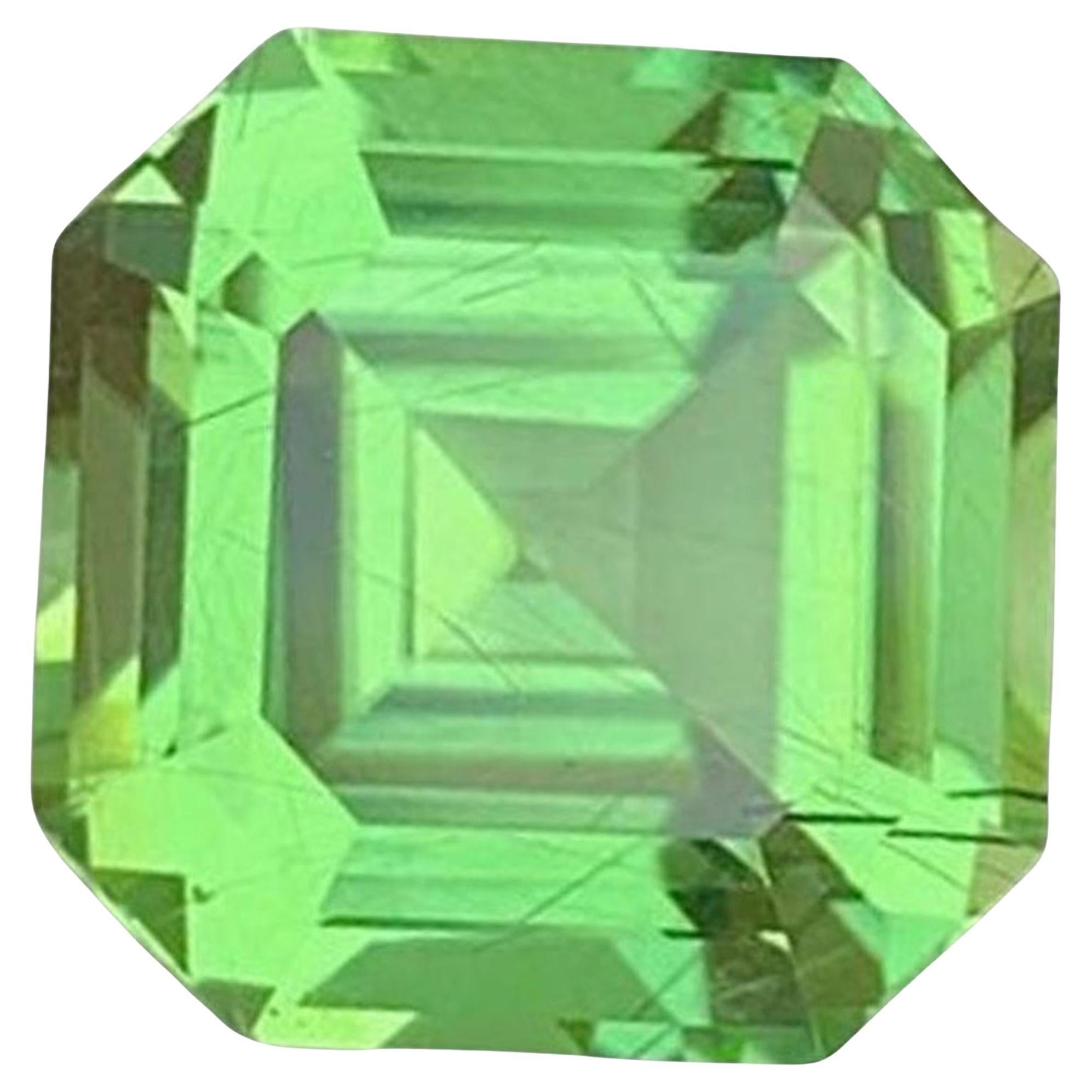 Natural Rutile Peridot Gemstones, Asscher Cut Peridot Loose Gemstone 9.75 CTs