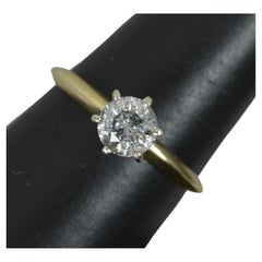 Natural Salt and Pepper 0.7ct Diamond and 14ct Gold Solitaire Engagement Ring