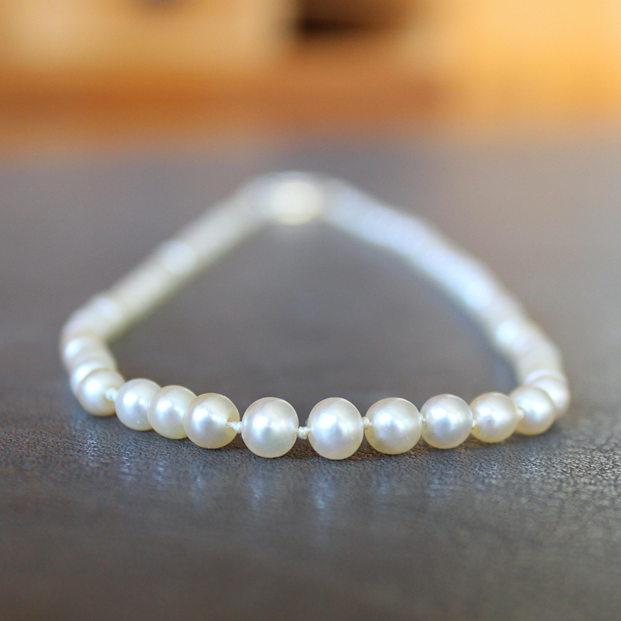 Natural Saltwater Pearl and Diamond Necklace, 1920s In Excellent Condition In Idar-Oberstein, DE