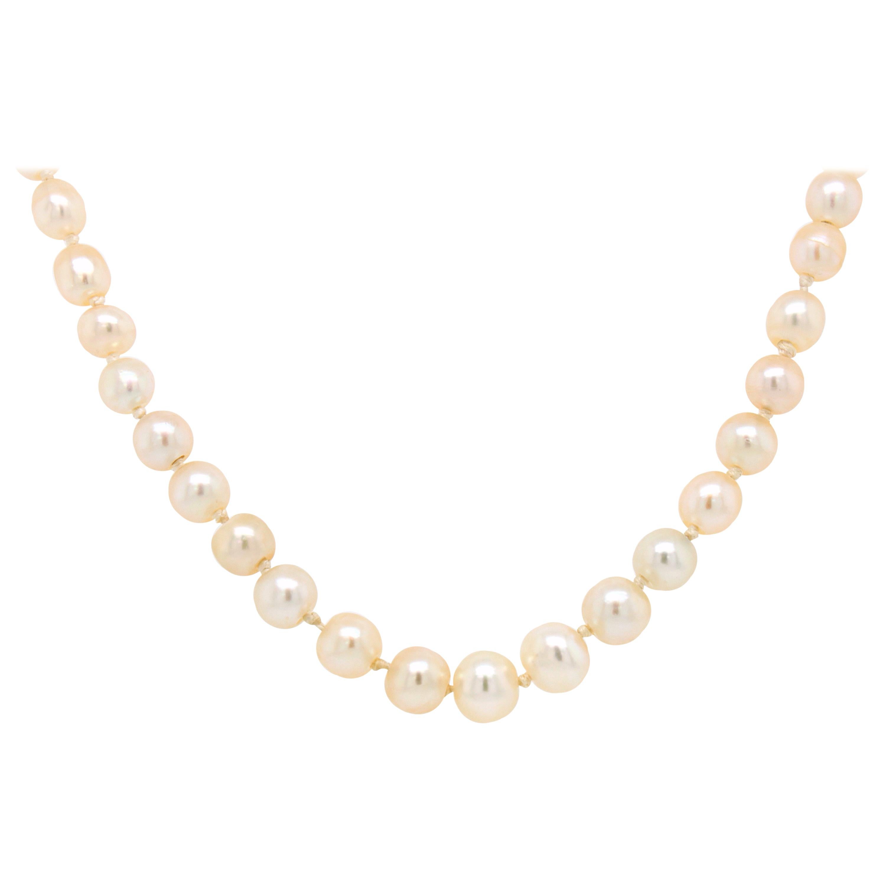 Natural Saltwater Pearl and Diamond Necklace, 1920s