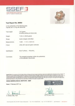 Natural Saltwater Pearl Cocktail Ring Certified By SSEF