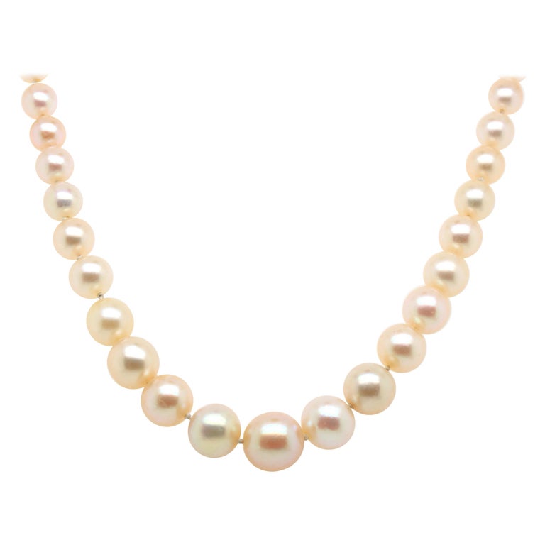Natural Saltwater Pearl Necklace, circa 1920s For Sale
