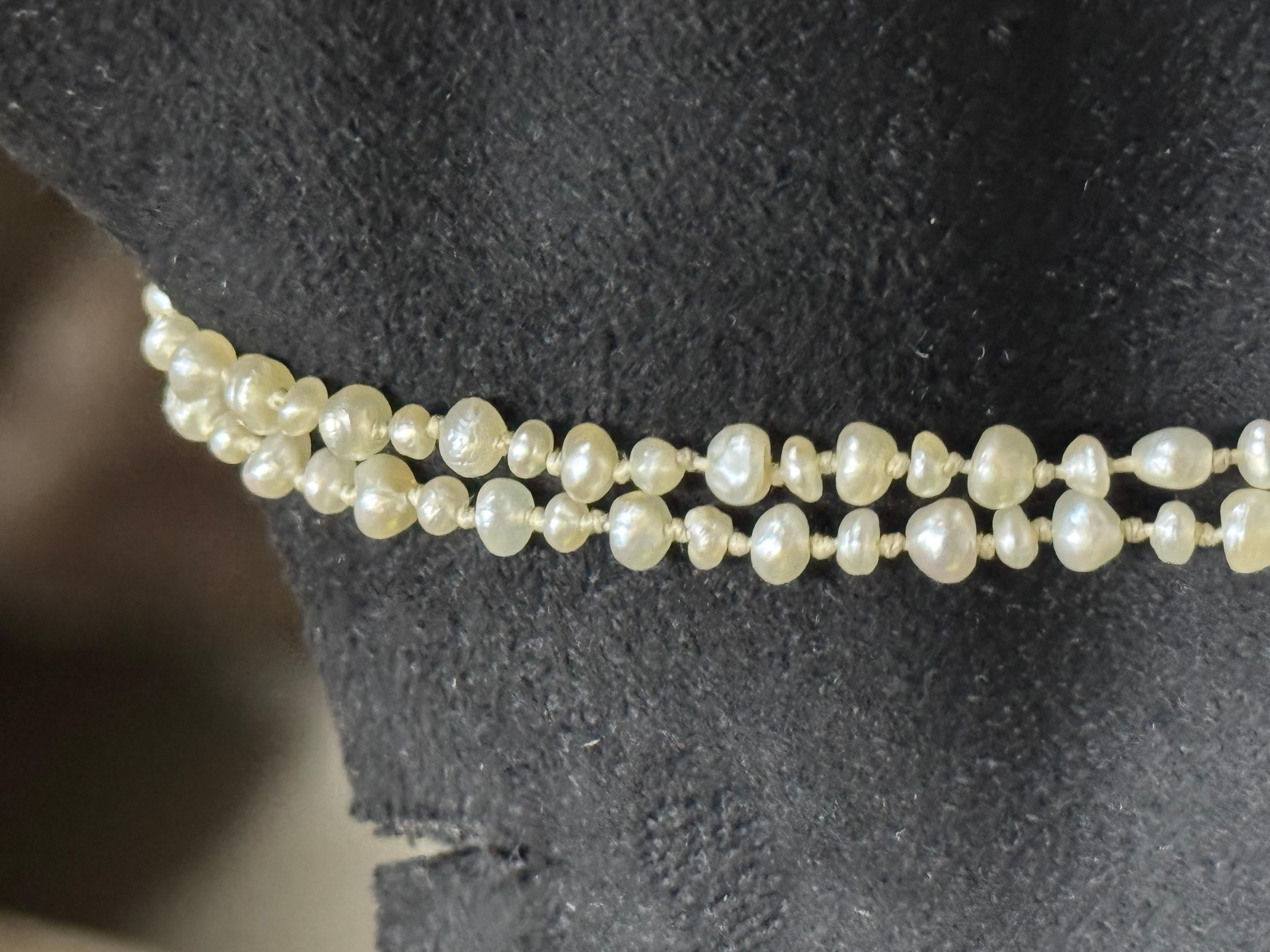 Mixed Cut Natural Saltwater Pearl Necklace For Sale