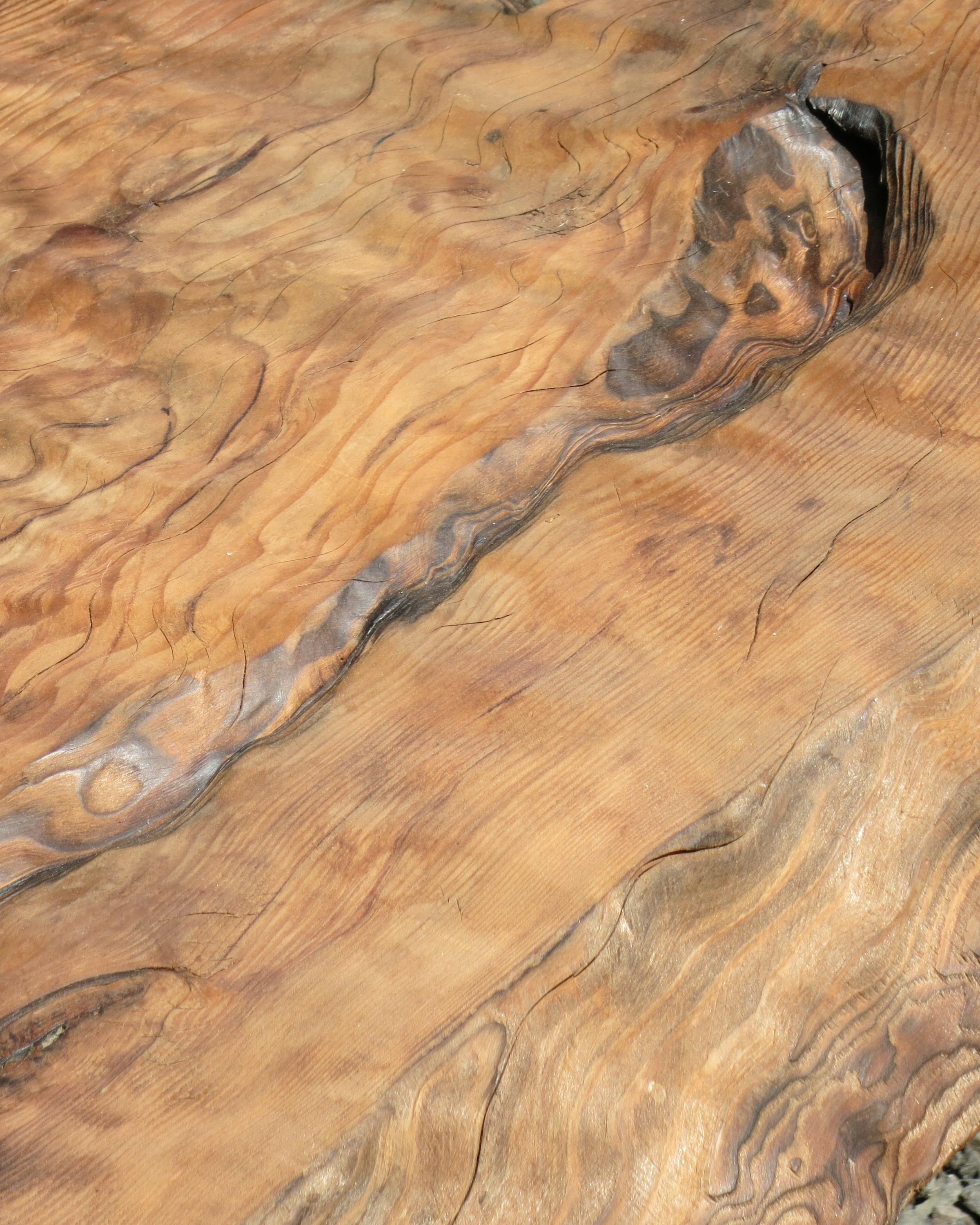 American Natural Salvaged Wavy Wood Bench or Coffee Table Root Base Gallery Bench For Sale