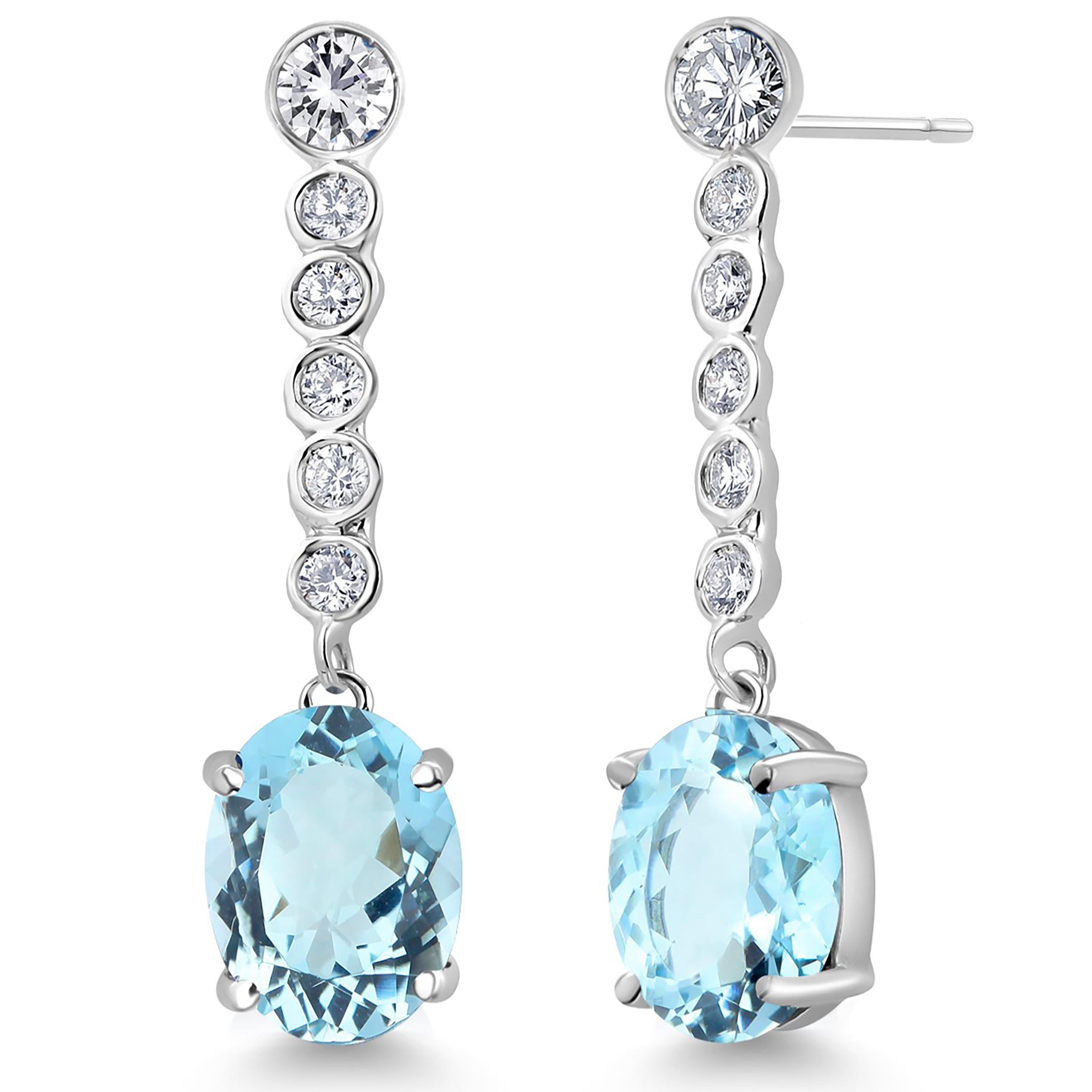  Natural Santa Maria Blue Aquamarine 3.07 Carats Diamonds 0.41 Carat Earrings In New Condition For Sale In New York, NY