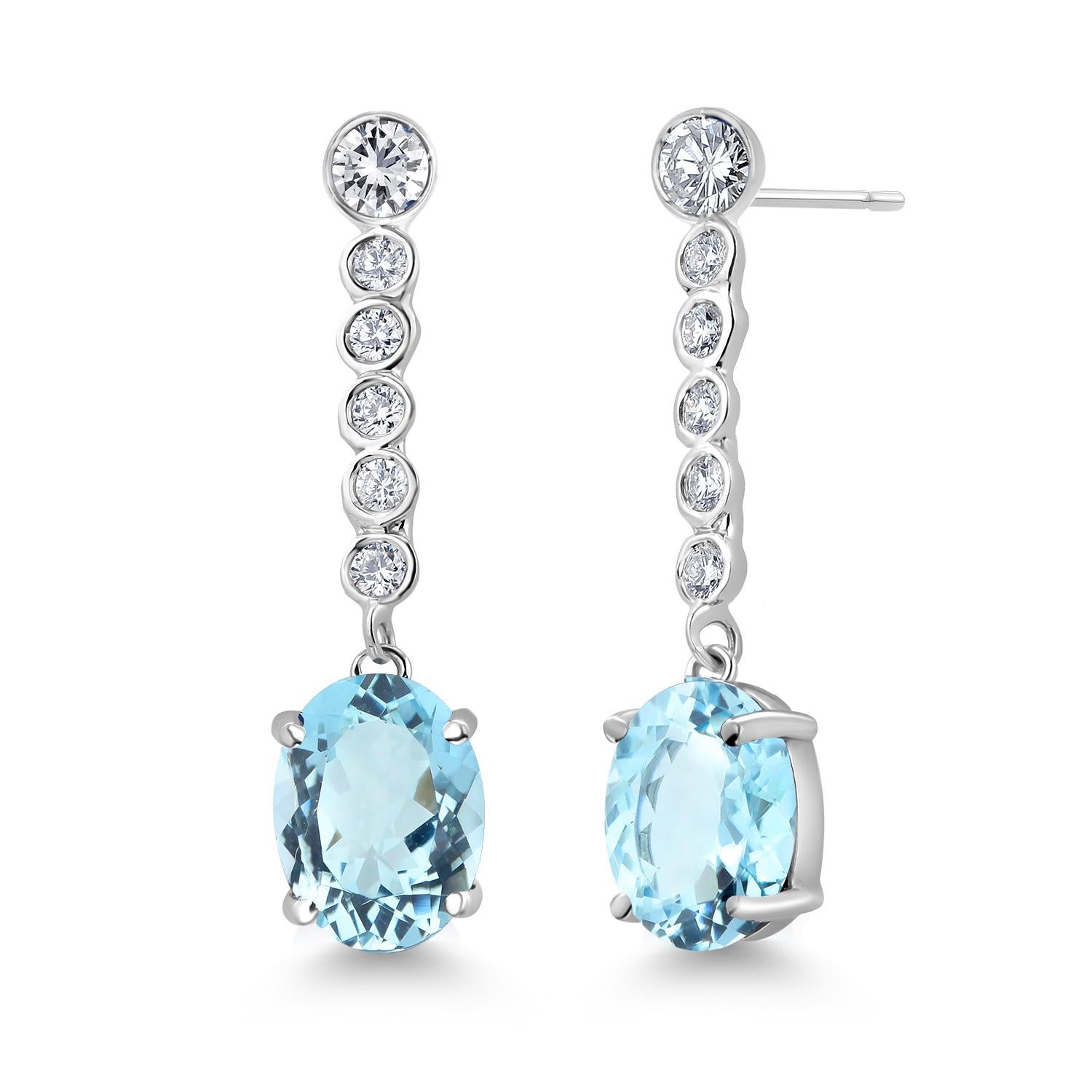  Natural Santa Maria Blue Aquamarine 3.07 Carats Diamonds 0.41 Carat Earrings For Sale 1