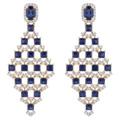 Boucles d'oreilles à clous de créateur en or 14 carats, avec saphir de 1,08 ct et diamant de 1,0 ct