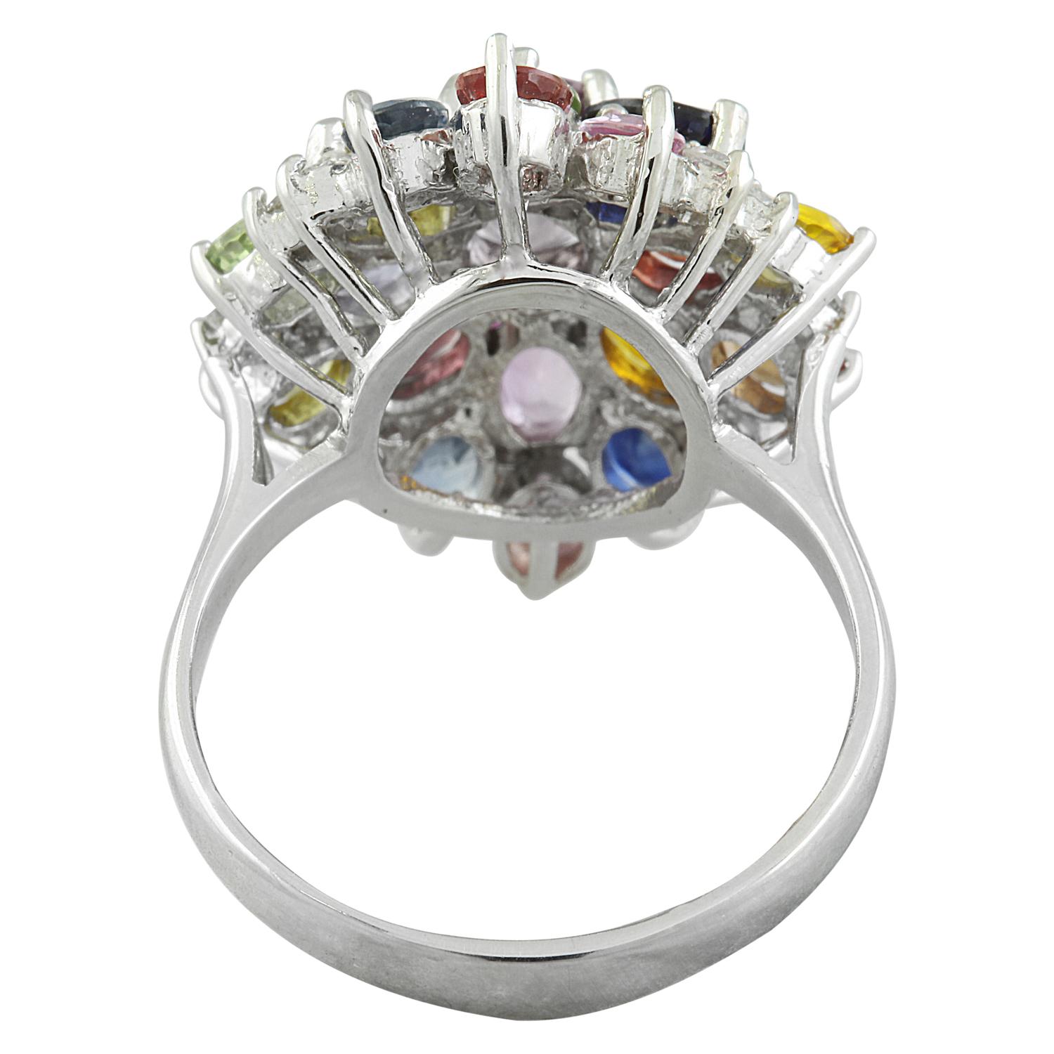 Natural Sapphire 14 Karat White Gold Diamond Ring In New Condition For Sale In Manhattan Beach, CA