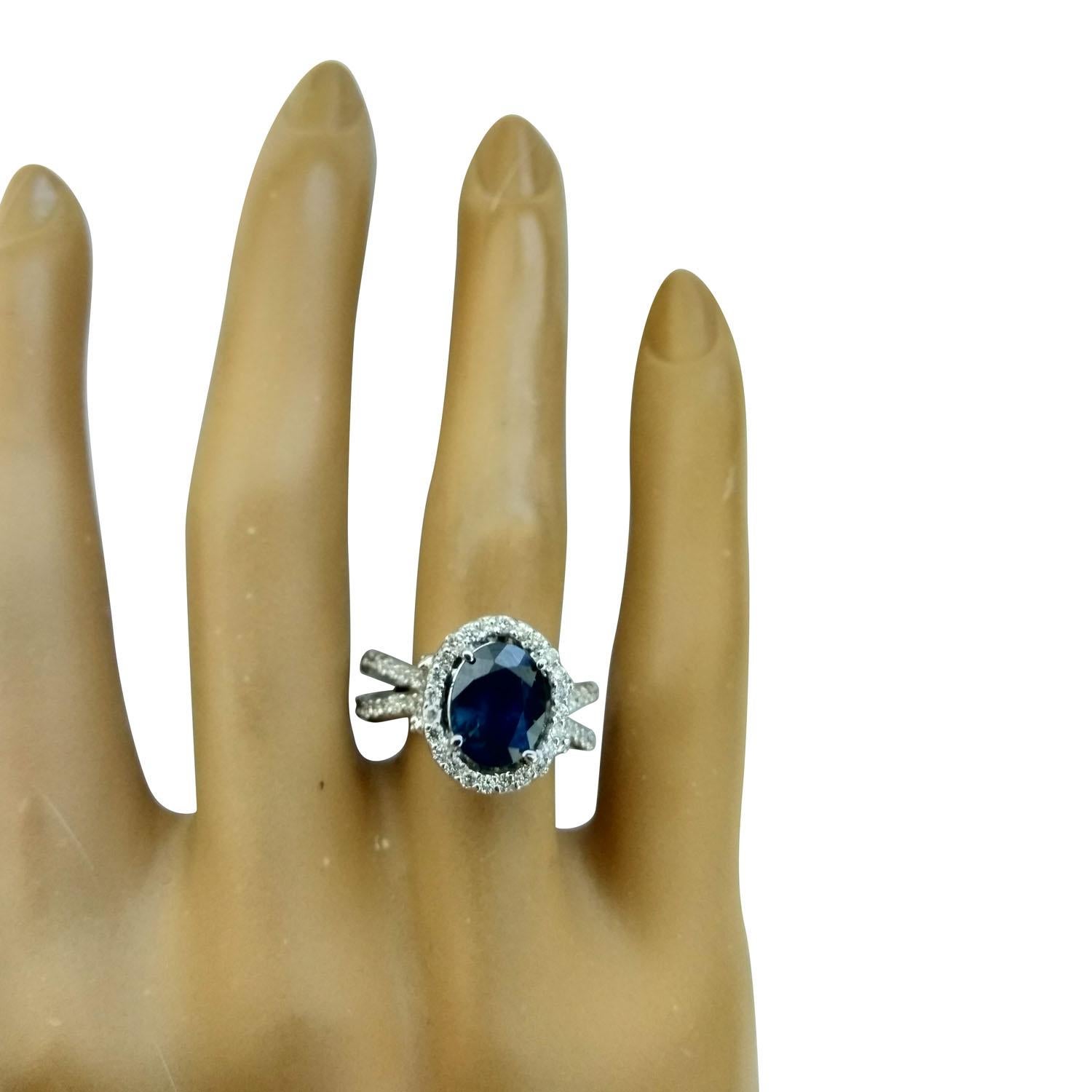 Natural Sapphire Diamond Ring In 14 Karat White Gold  For Sale 1