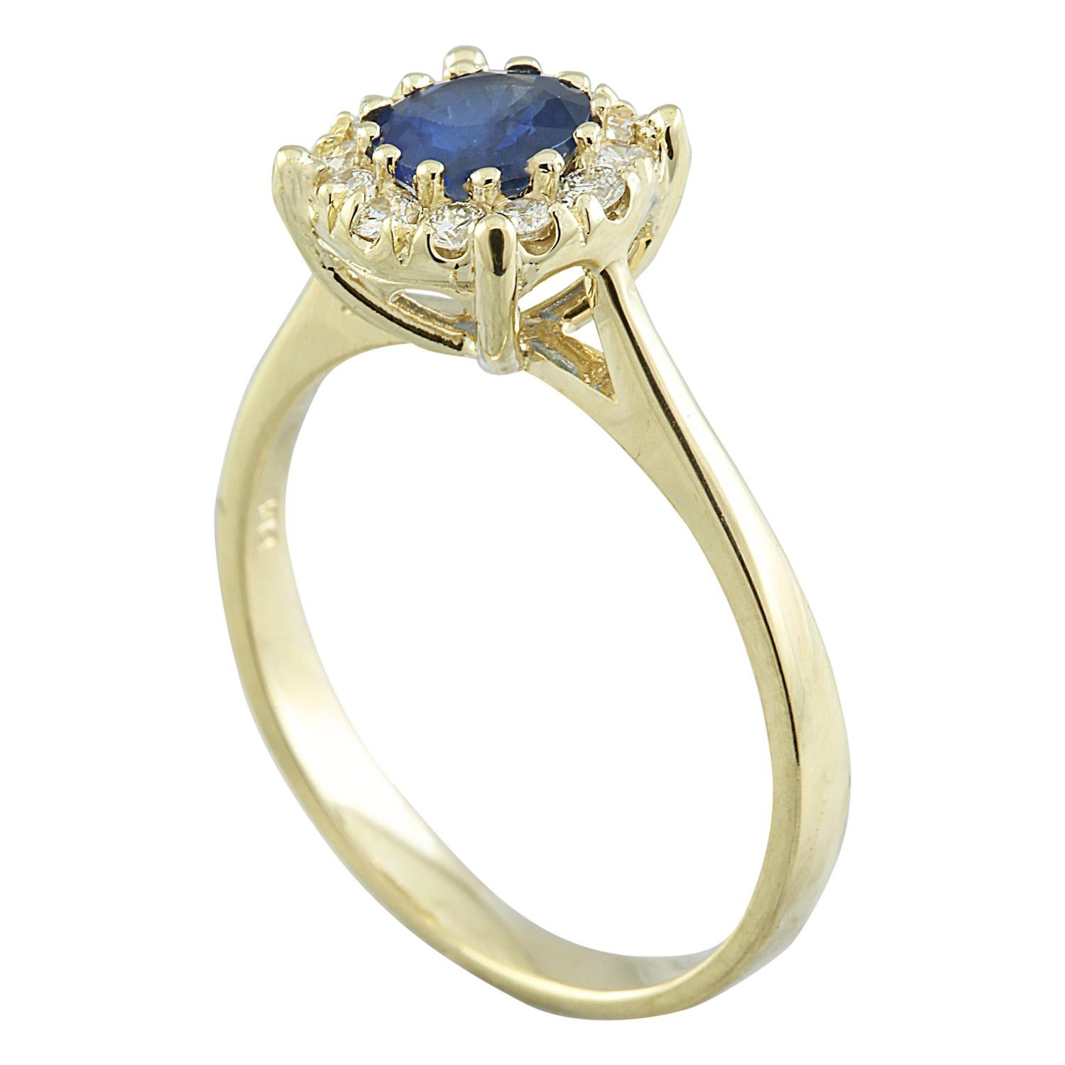 Round Cut Natural Sapphire Diamond Ring In 14 Karat Yellow Gold  For Sale