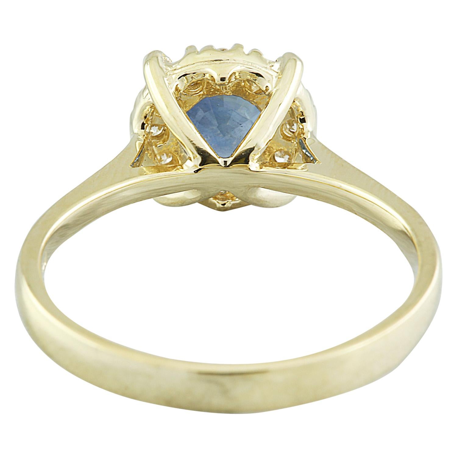 Women's Natural Sapphire Diamond Ring In 14 Karat Yellow Gold  For Sale