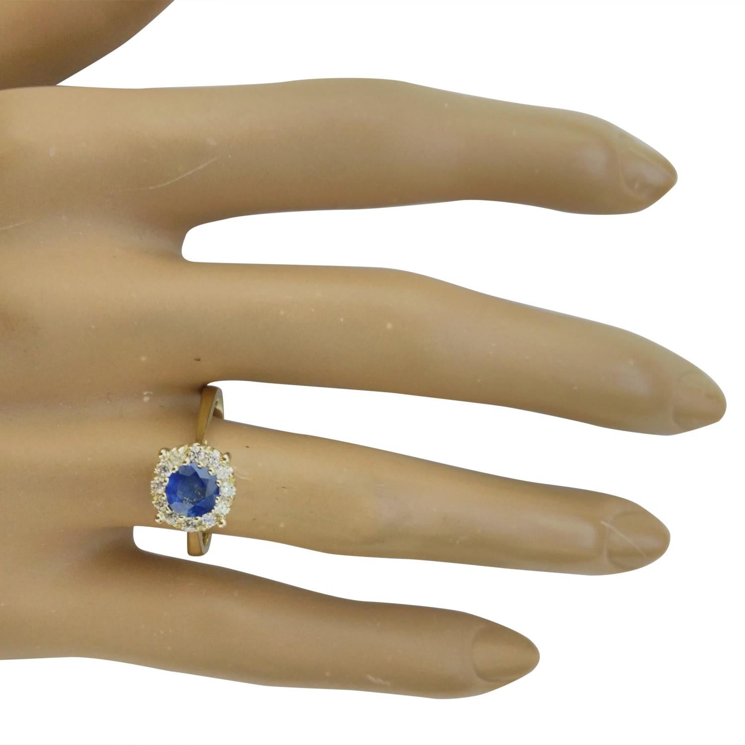 Natural Sapphire Diamond Ring In 14 Karat Yellow Gold  For Sale 1