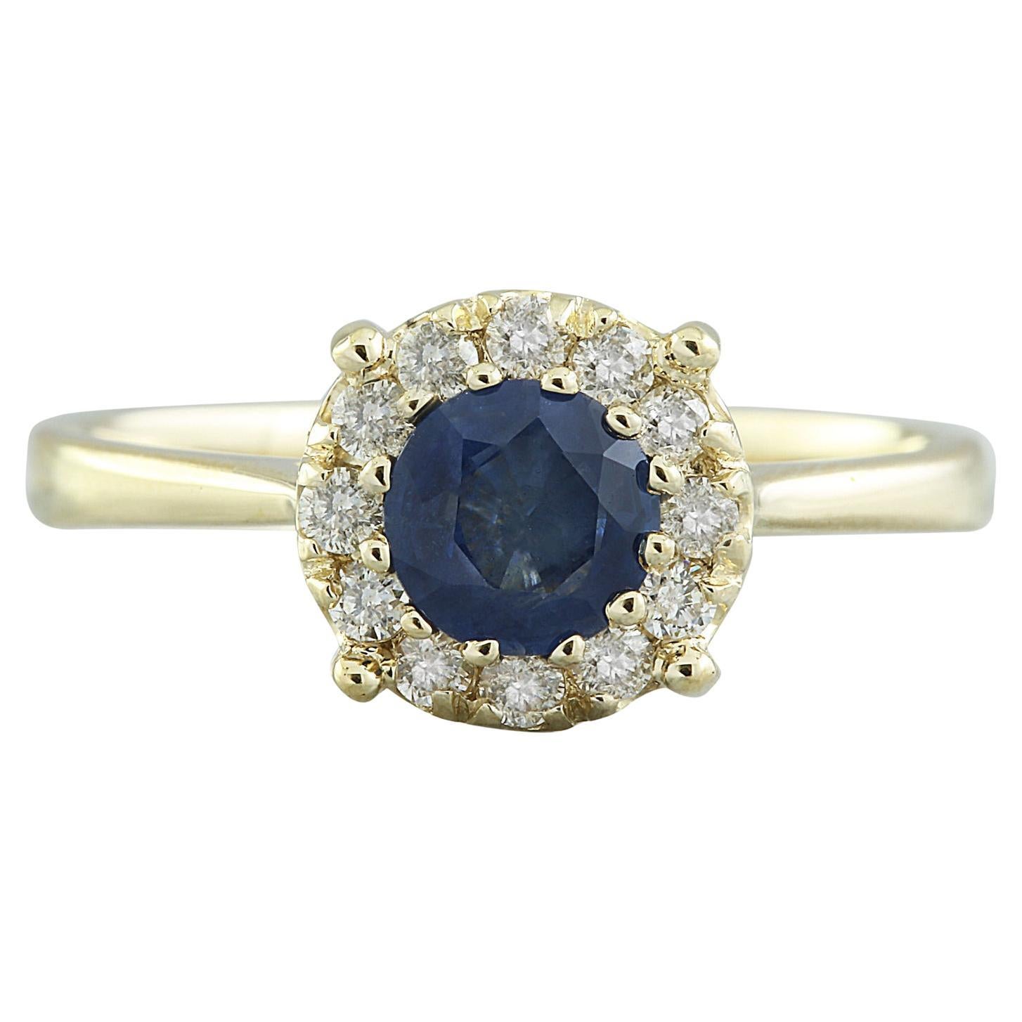 Natural Sapphire Diamond Ring In 14 Karat Yellow Gold  For Sale