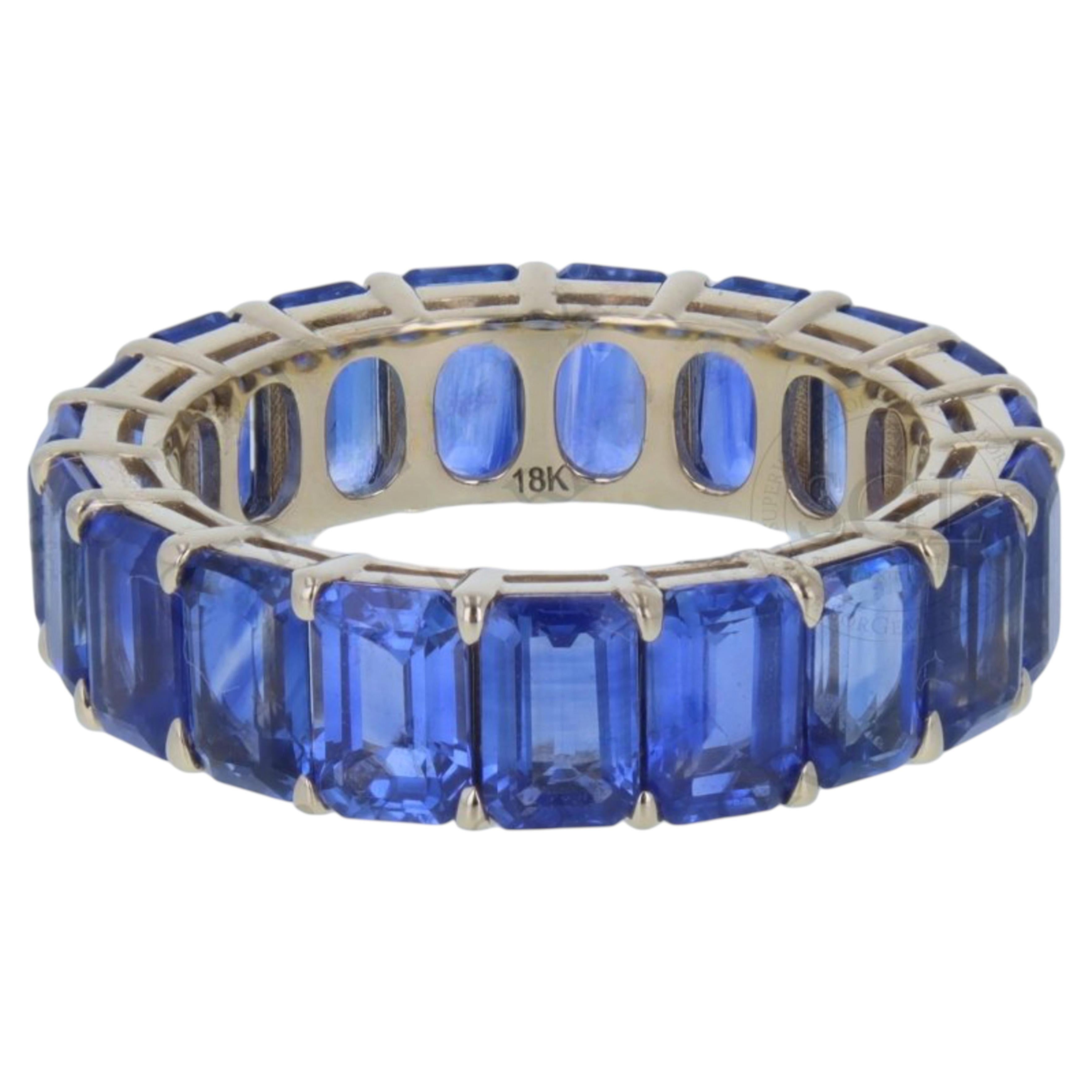 Natural Sapphire 18K Yellow Gold Eternity Band Ring