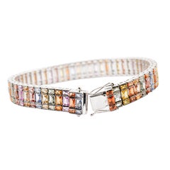 Natural Multi Sapphire 24.80cts Bracelet in 18k Gold