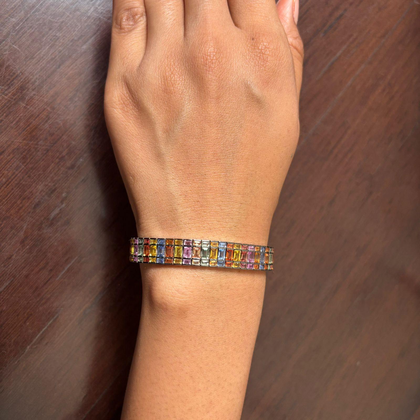 Zafiro Natural 24,80cts Pulsera de Oro de 18k en venta 2