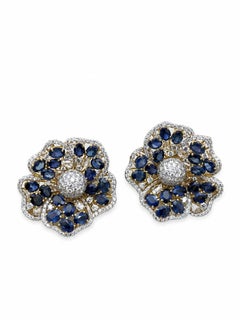 Designer-Ohrstecker aus 14-karätigem Gold mit Saphir (8,89 Karat) und Diamanten (2,56 Karat)