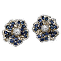 Designer-Ohrstecker aus 14-karätigem Gold mit Saphir (8,89 Karat) und Diamanten (2,56 Karat)