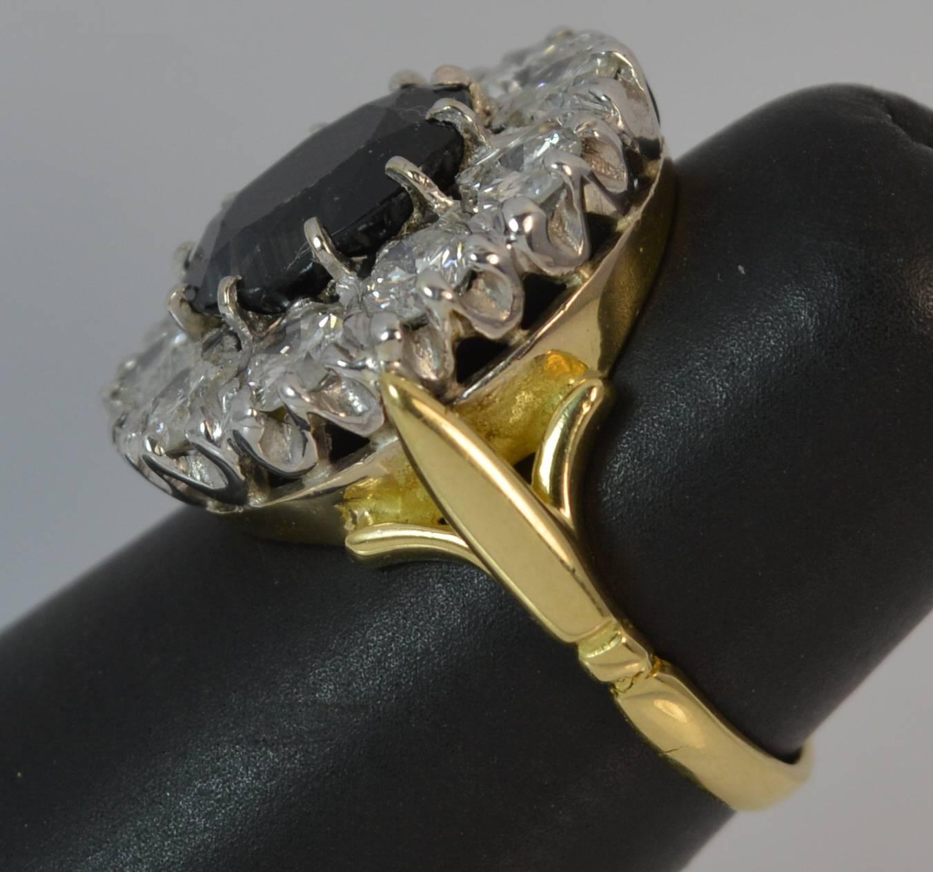 Natural Sapphire and 2.30 Carat Diamond 18 Carat Gold Cluster Ring, circa 1980 5
