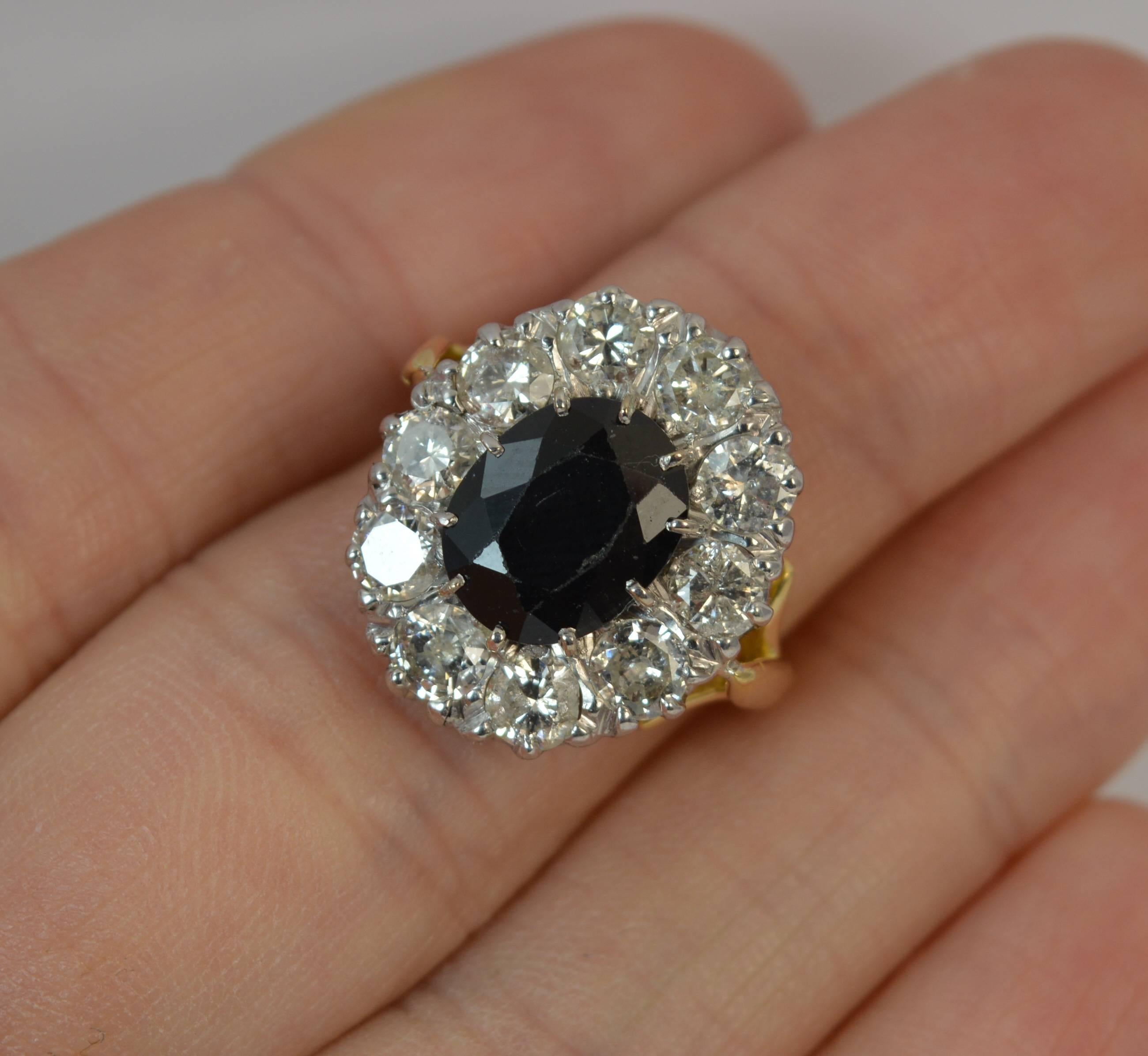 Natural Sapphire and 2.30 Carat Diamond 18 Carat Gold Cluster Ring, circa 1980 1