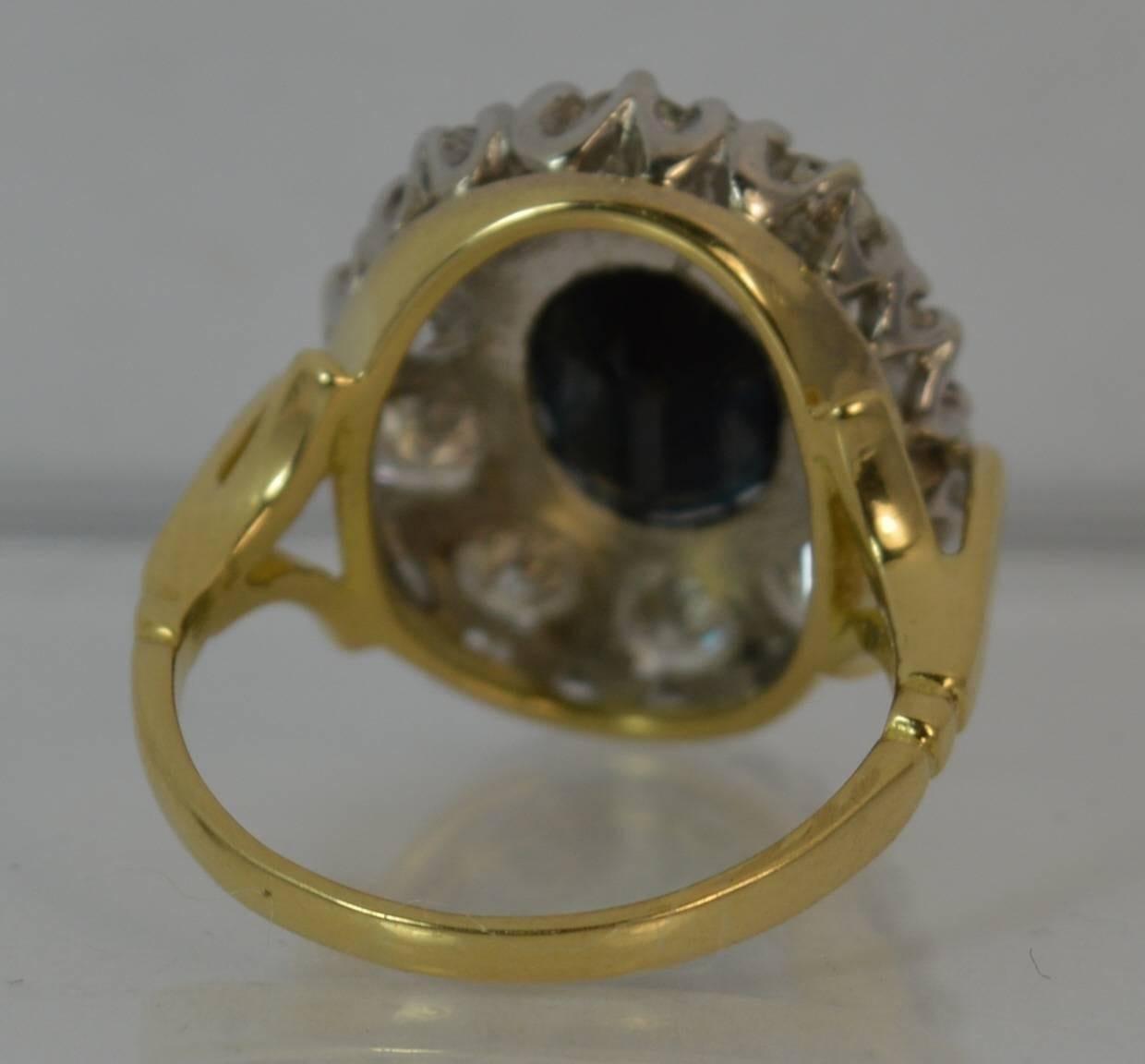 Natural Sapphire and 2.30 Carat Diamond 18 Carat Gold Cluster Ring, circa 1980 2