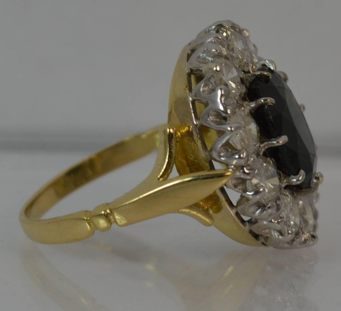 Natural Sapphire and 2.30 Carat Diamond 18 Carat Gold Cluster Ring, circa 1980 3
