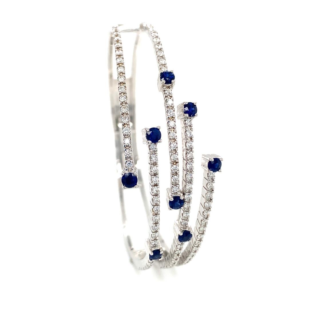 Women's Natural sapphire and Diamond Bangle For Sale