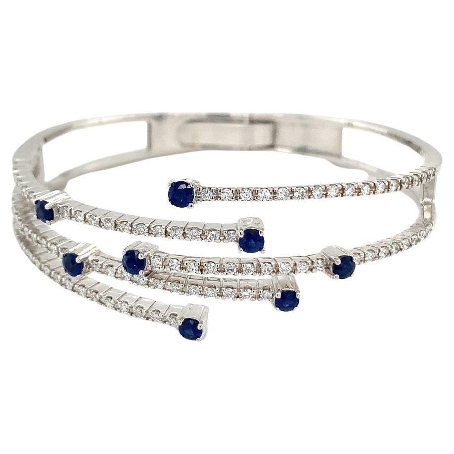 Natural sapphire and Diamond Bangle For Sale