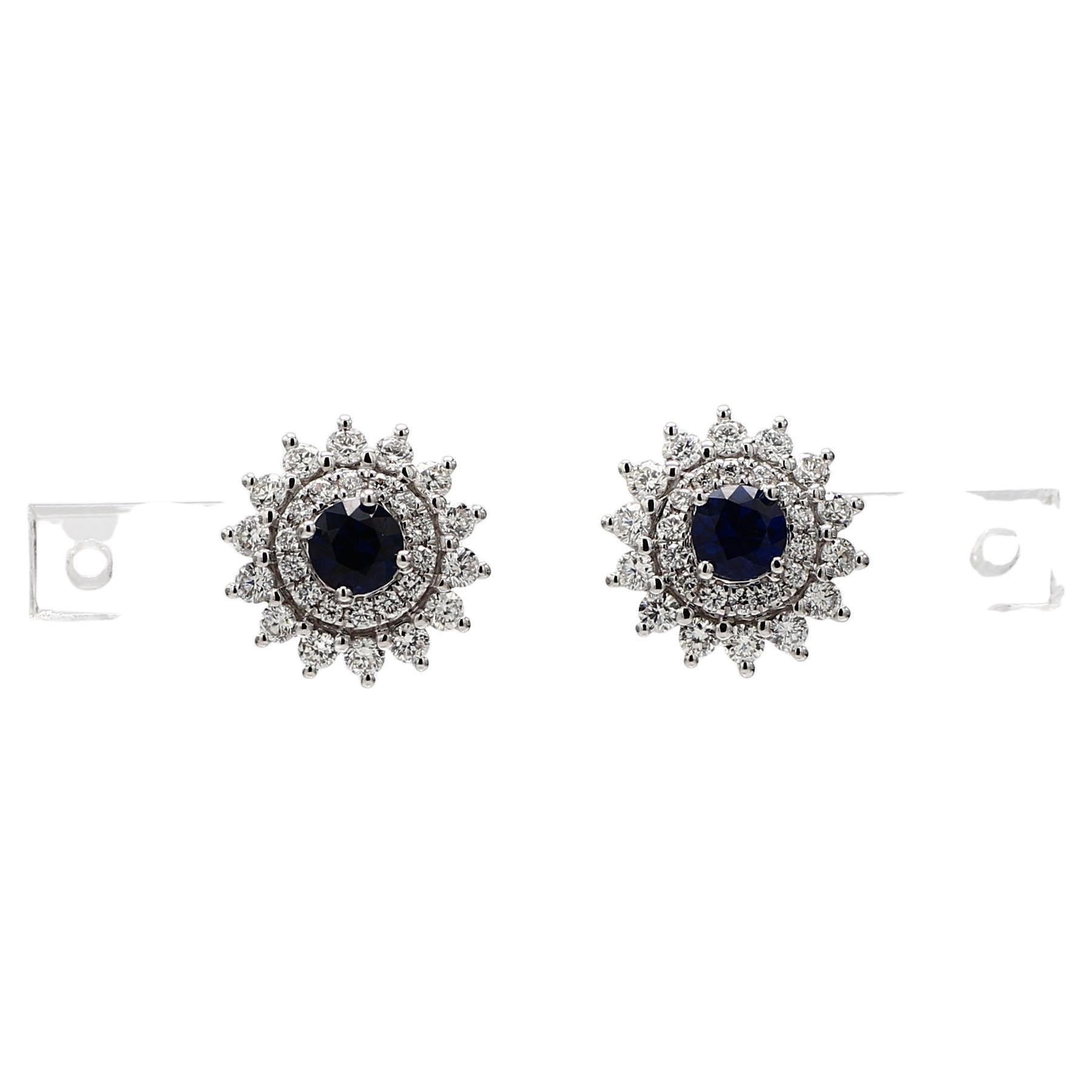 Edwardian Sapphire and Diamond Cluster Earrings, circa 1910 at 1stDibs
