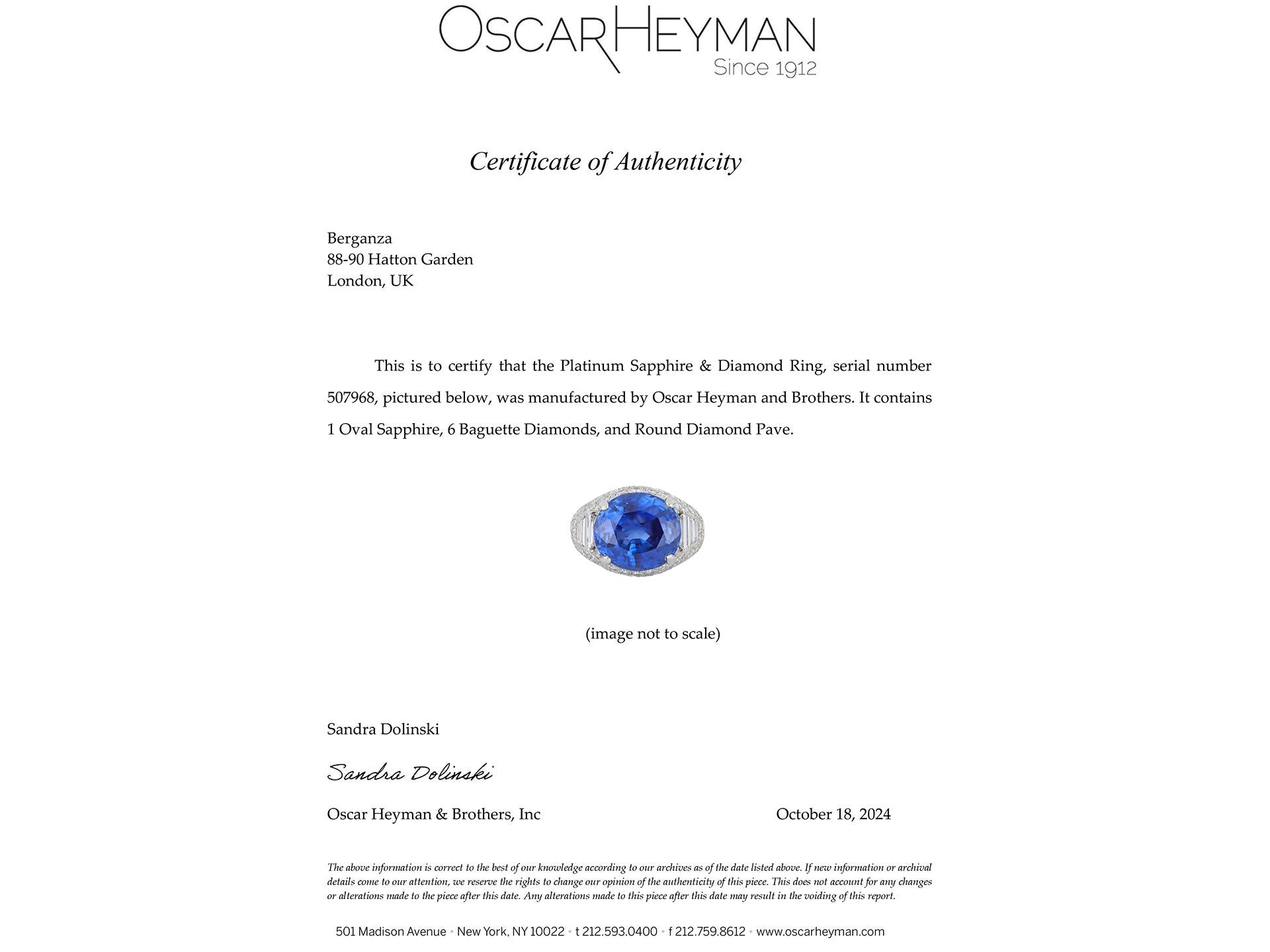Natural Sapphire and Diamond Cluster Ring by Oscar Heyman Brothers, circa 1960s For Sale 1