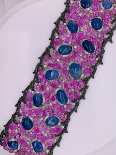 Natural Sapphire and Diamond Cuff Bracelet