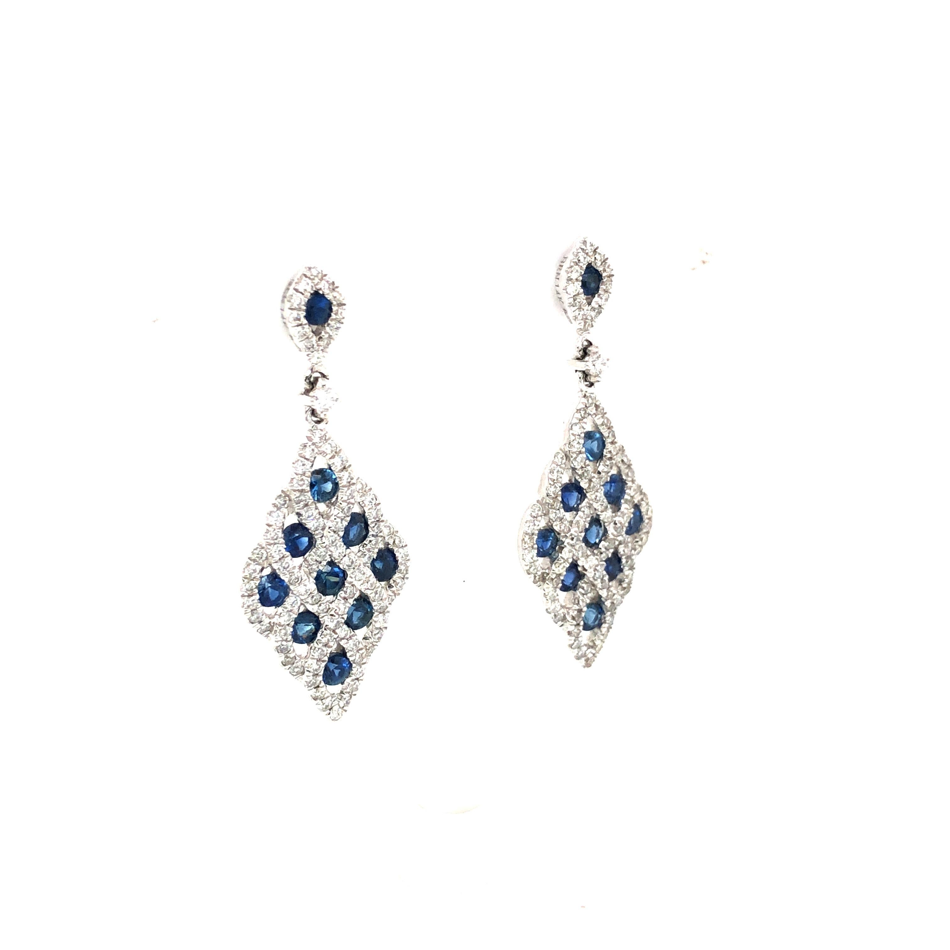 Modern Natural Sapphire and Diamond Fashion Earrings For Sale