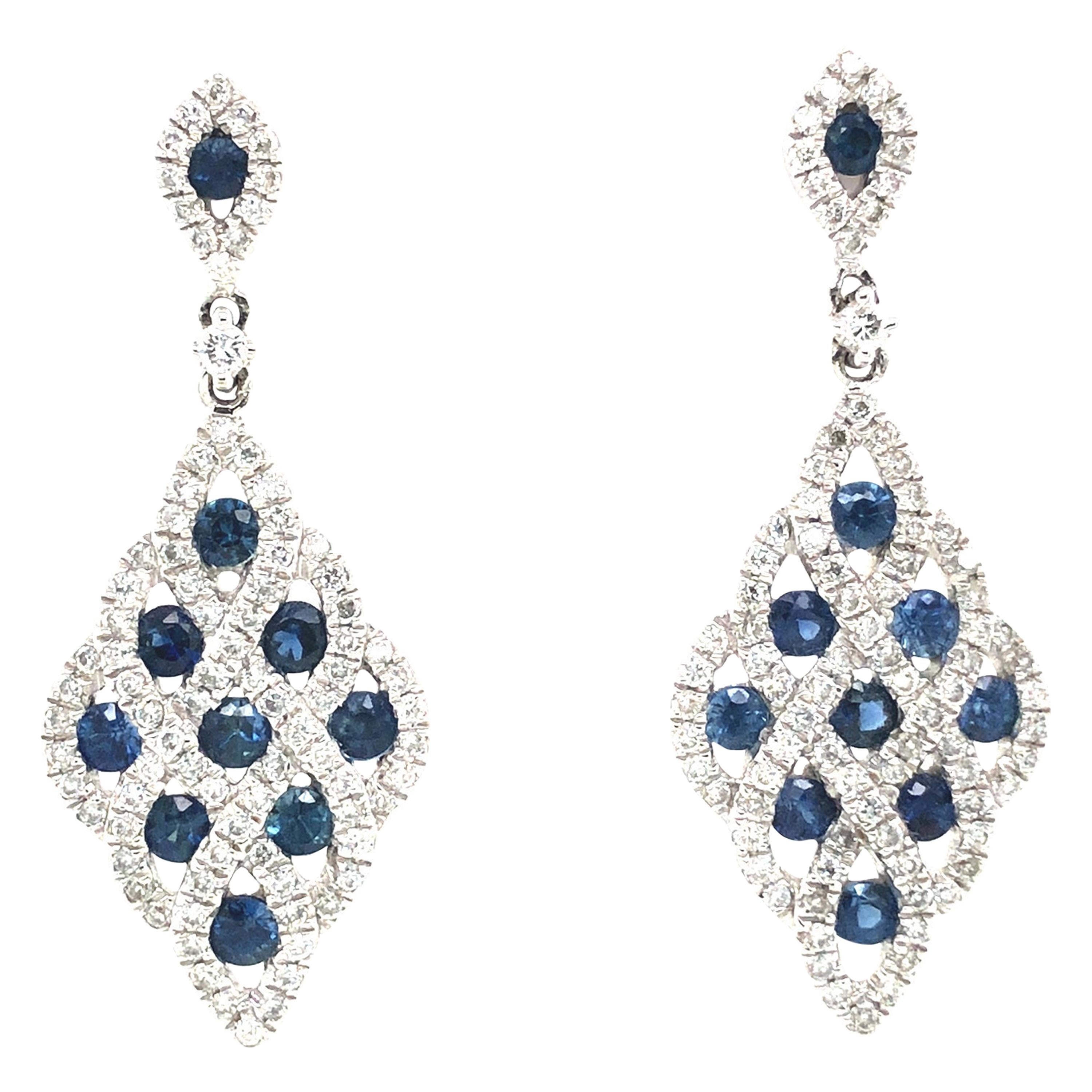 Natural Sapphire and Diamond Fashion Earrings For Sale