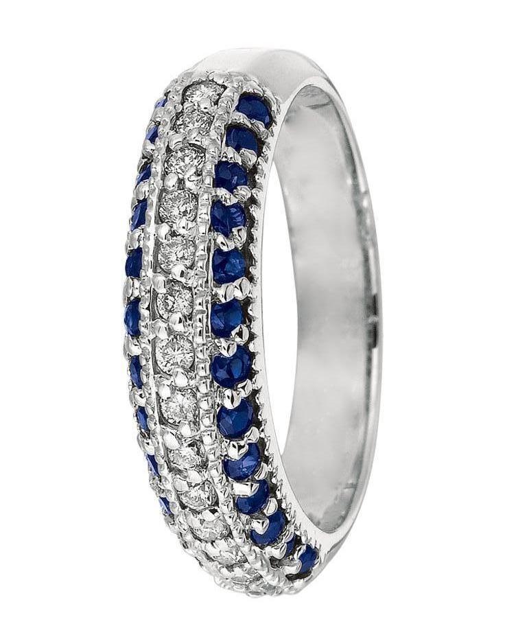 Natürlicher Saphir und Diamant Mode-Ringband 14 Karat Weißgold (Zeitgenössisch) im Angebot