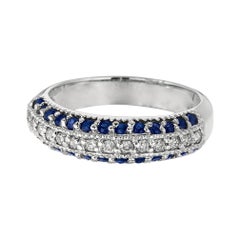 Anello moda con zaffiro naturale e diamante in oro bianco 14 carati