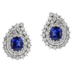 Natural Sapphire and Diamond Paisley Earrings, 18k