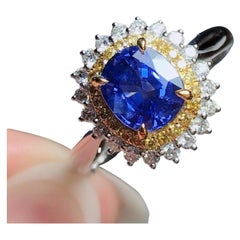 Natural Sapphire and Diamond Statement Ring, Vintage Engagement Ring