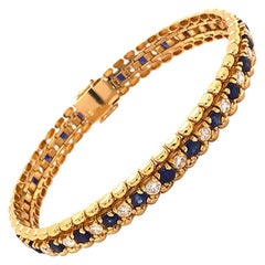 Vintage Natural Sapphire and Diamond Tennis Bracelet