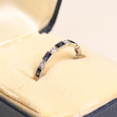 Sapphire and Diamond Platinum Band. Alternate Half Eternity Wedding Band