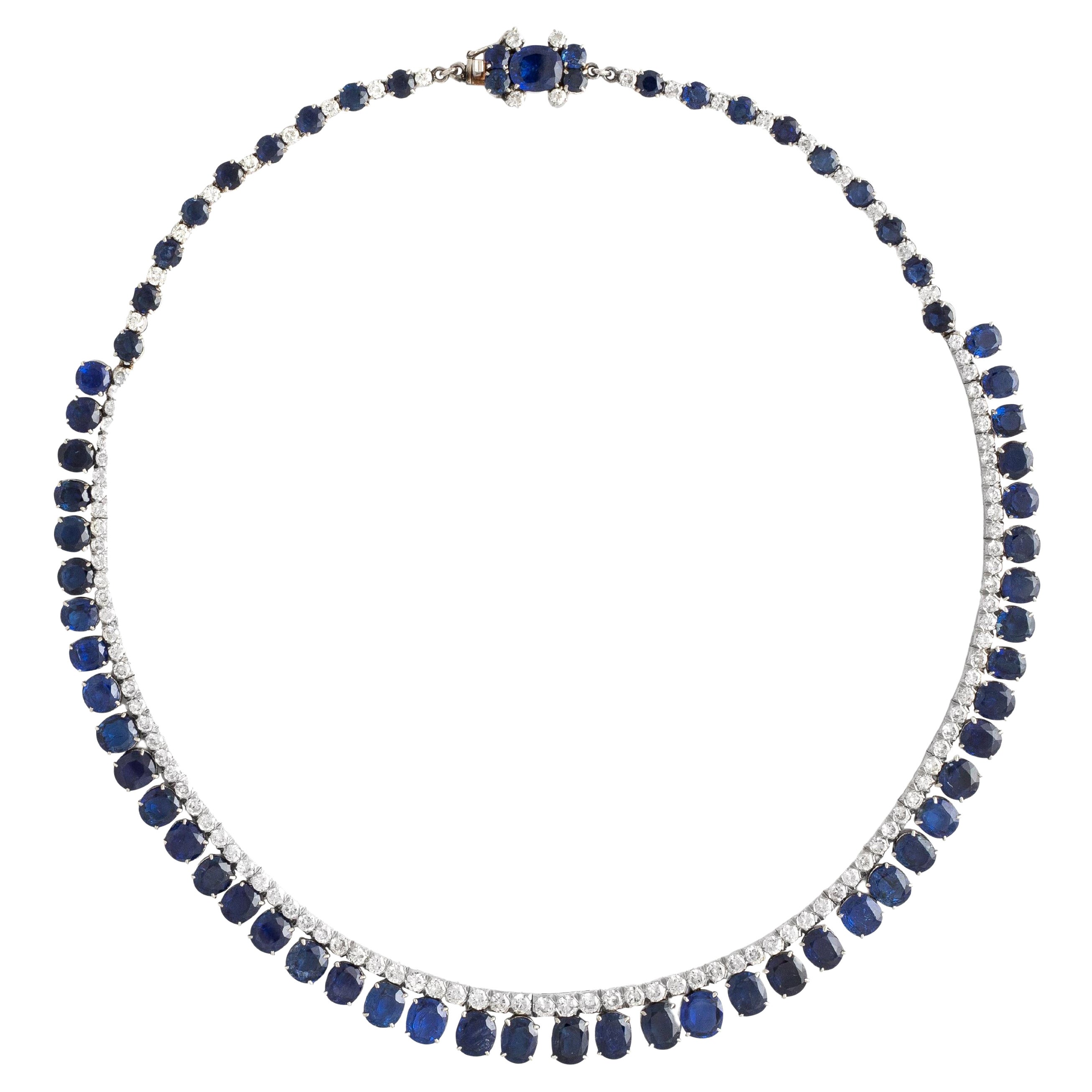Collana con zaffiro naturale birmano senza calore e diamanti