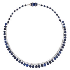 Collana con zaffiro naturale birmano senza calore e diamanti