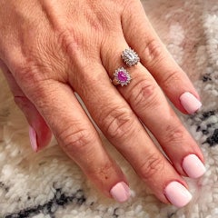 Natural Sapphire Bypass Ring 7 14k W Gold 0.74 TCW Certified