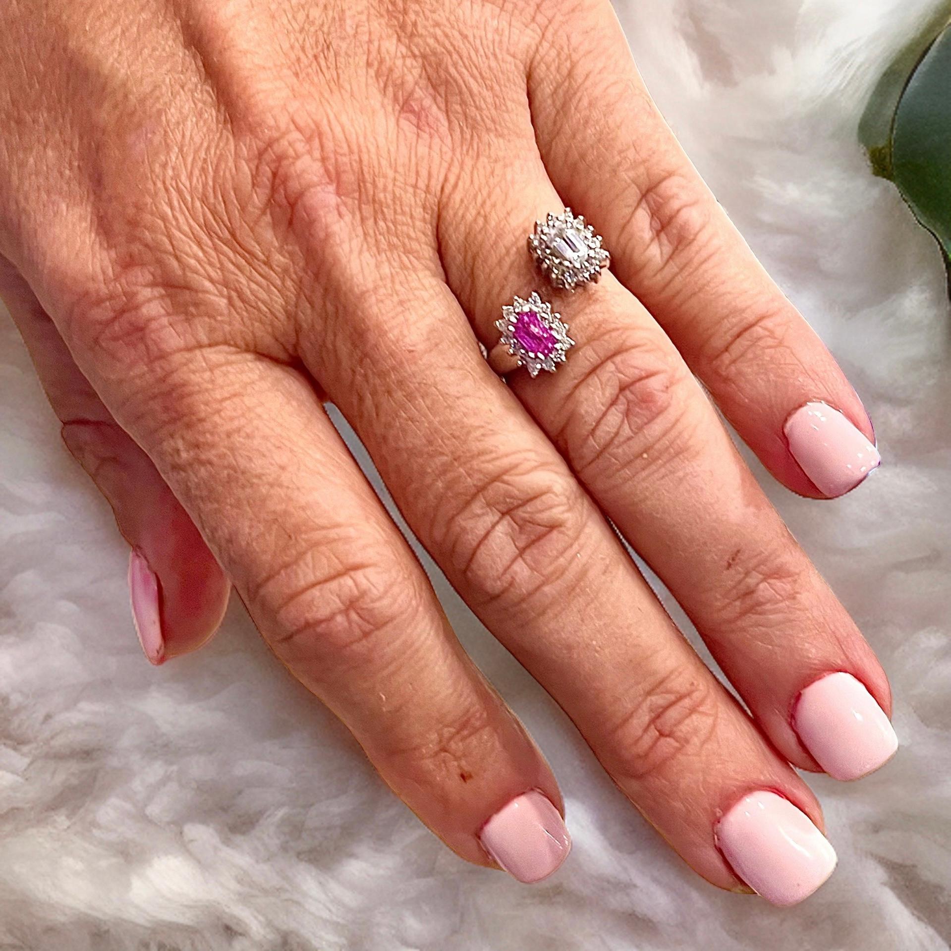 da uomo o donna Anello Bypass con Zaffiro Naturale 7 Oro 14k W 0,74 TCW Certificato in vendita